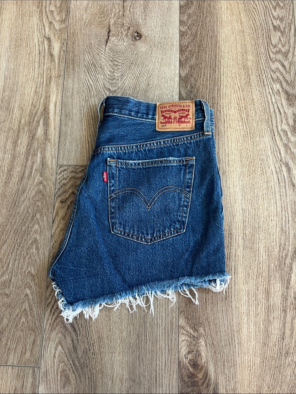 Levi's 501 Distressed Blue Denim Cutoff Shorts